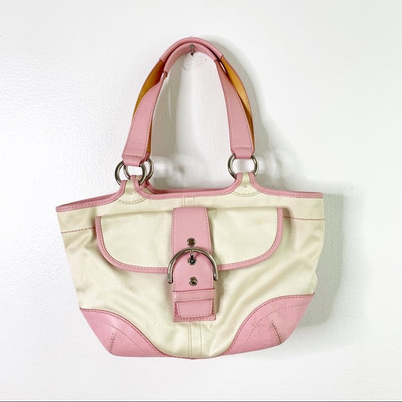 Coach Handbags - COACH Soho Twill Tote Pink Leather Trump Bag